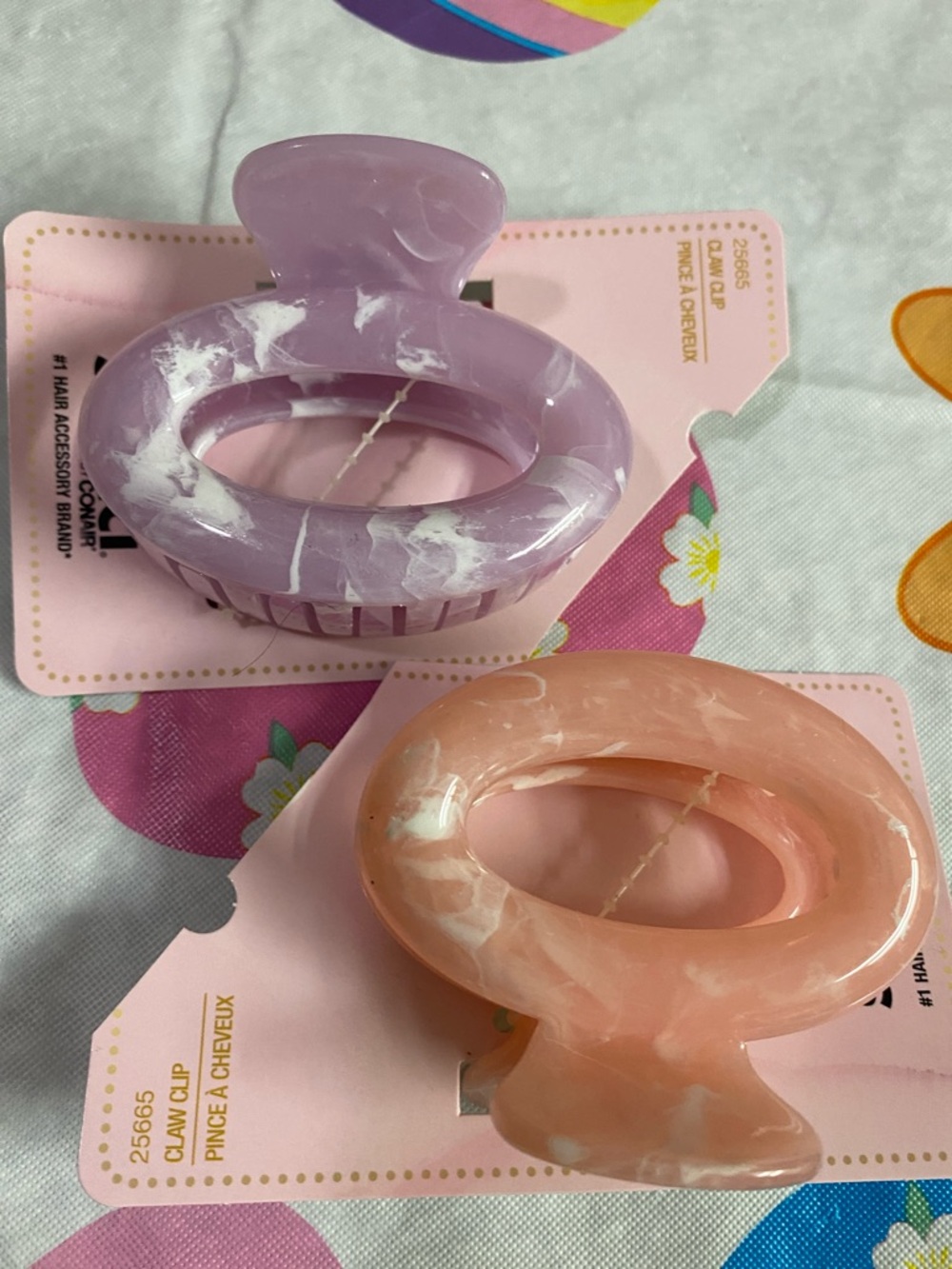 scunci Oval Marble Claw Clips - Lavender and Peach